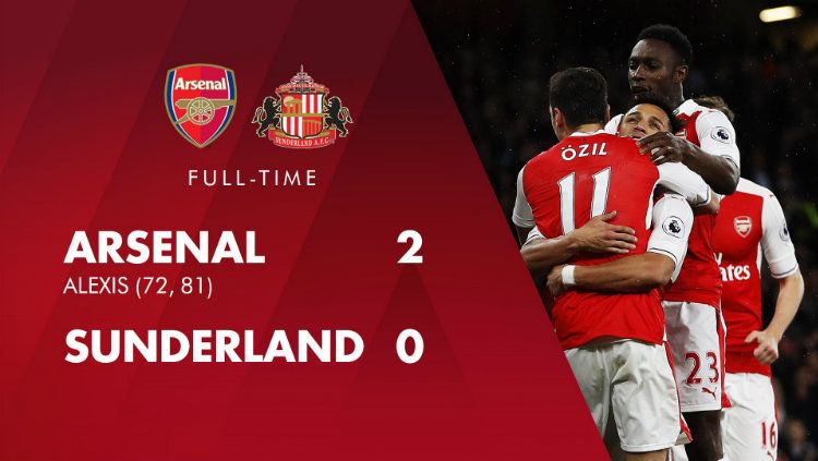 Arsenal berhasil mengalahkan Sunderland dengan skor 2-0. Copyright: © Twitter/@Arsenal