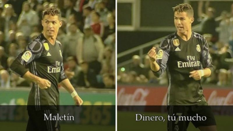 Gestur Ronaldo kepada pemain Celta Vigo yang mengindikasikan adanya Maletin. Copyright: © Marca