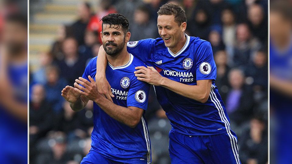 Dua pemain bintang Chelsea, Diego Costa (kiri) dan Nemanja Matic. Copyright: © LINDSEY PARNABY/GETTYIMAGES