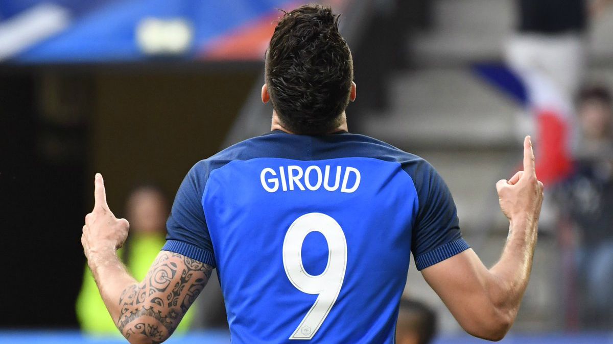 Olivier Giroud, penyerang Timnas Prancis dan juga Arsenal. Copyright: © Twitter/@Squawka