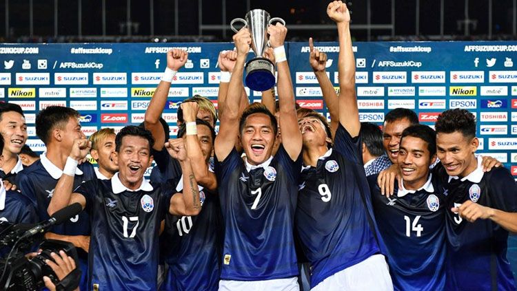 Selebrasi pemain Kamboja saat juara AFF 2016. Copyright: © aseanfootball.org