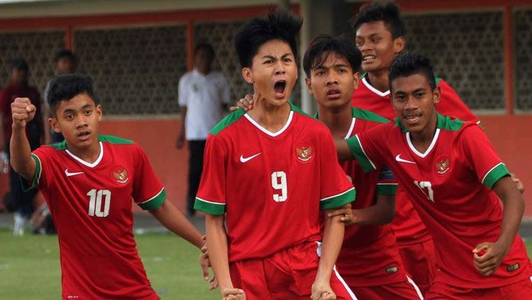 Selebrasi pemain Timnas Indonesia U-16. Copyright: © timnasgaruda