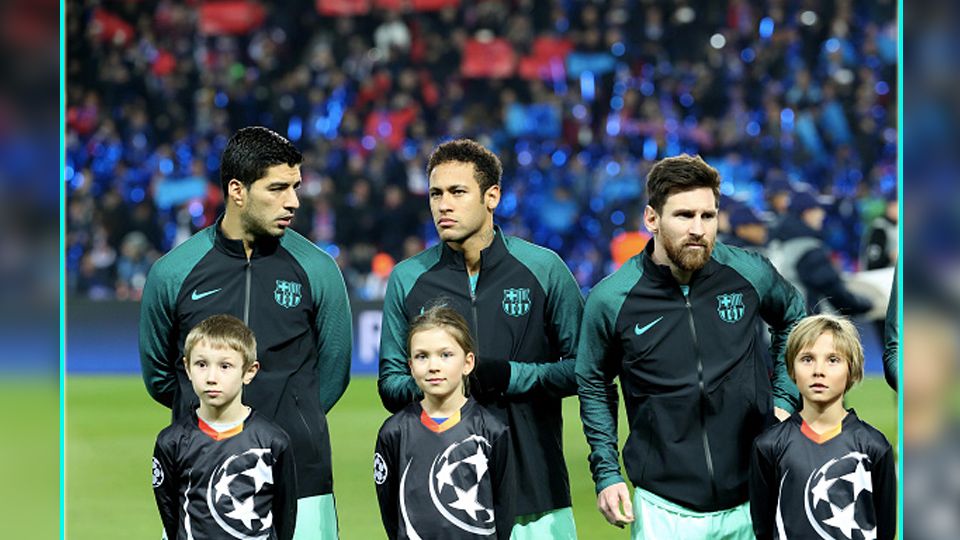 Trio MSN Barcelona, Lionel Messi, Luis Suarez, dan Neymar Jr. Copyright: © getty images