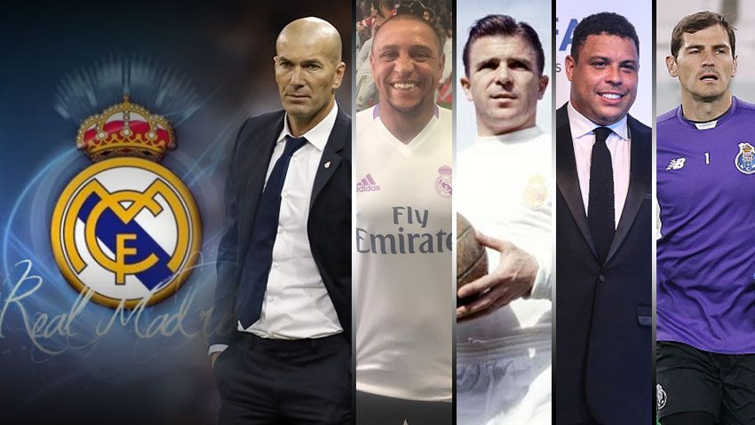 Zidane, Carlos, Puskas, Ronaldo dan Casillas. Copyright: © Grafis:Yanto/Indosport/getty images