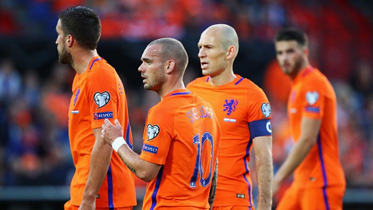 Pemain Timnas Belanda merayakan gol. Copyright: © Getty Images