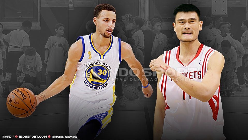 Stephen Curry dan Yao Ming. Copyright: © Grafis:Yanto/Indosport/getty images