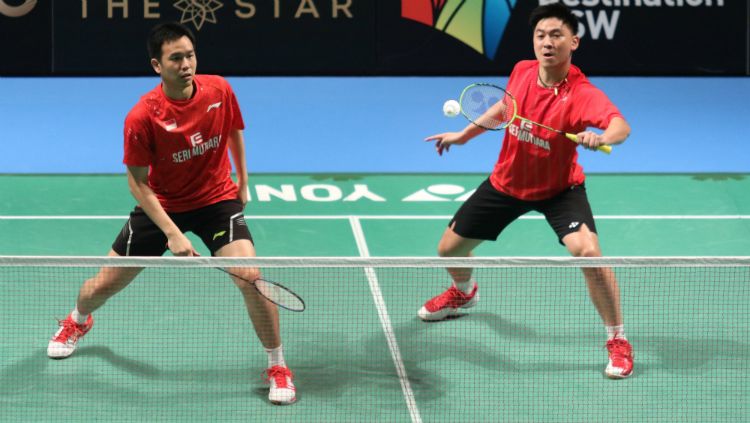 Hendra Setiawan/Tan Boon Heong di semifinal Australia Open 2017. Copyright: © Humas PBSI