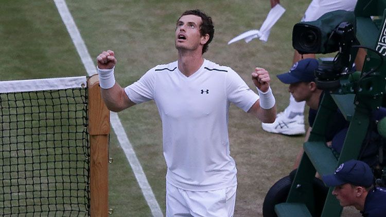 Petenis Inggris Raya, Andy Murray merayakan kemenangan. Copyright: © Indosport.com
