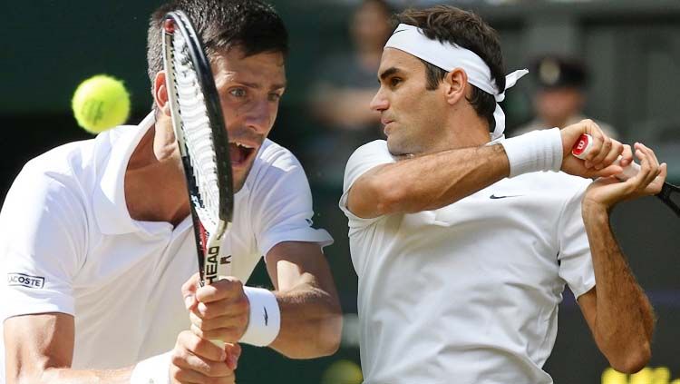 Novak Djokovic dan Roger Federer. Copyright: © INDOSPORT