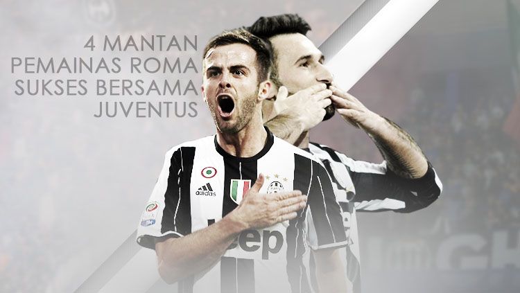 Miralem Pjanic dan Mirko Vucinic, pemain Juventus yang sebelumnya memperkuat AS Roma. Copyright: © Grafis: Eli SUhaeli/INDOSPORT