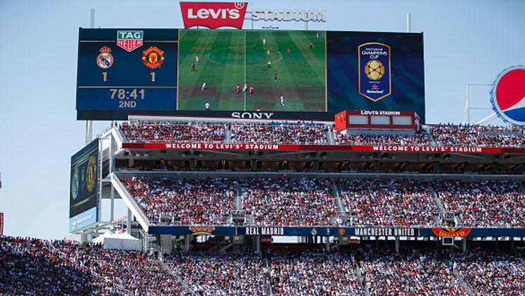 Papan skor Real Madrid vs Manchester United. Copyright: © INDOSPORT