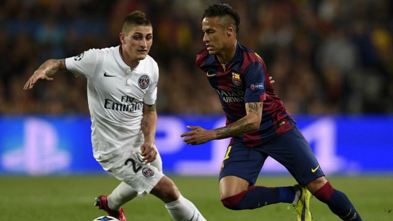 Neymar dan Marco Verratti. Copyright: © Getty Images