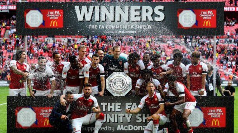 Skuat Arsenal menjuarai Community Shield 2017. Copyright: © Getty Images