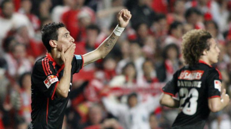 Angel Di Maria dan David Luiz saat masih membela Benfica. Copyright: © Getty Images