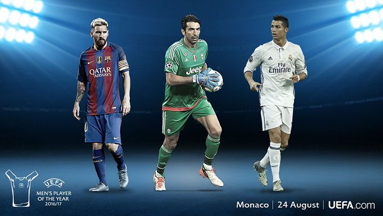 Messi, Buffon dan Ronaldo calon peraih pemain terbaik Eropa 2017. Copyright: © UEFA.com