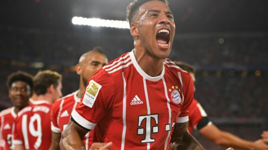 Corentin Tolisso merayakan gol perdananya bersama Munchen. Copyright: © INDOSPORT