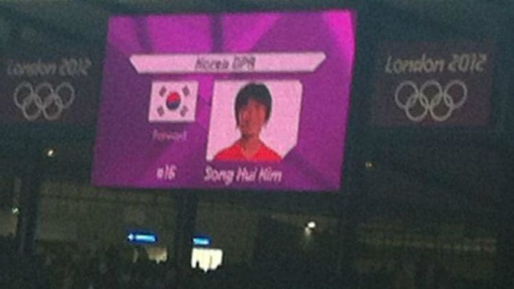 Insiden bendera Korea Selatan di profil atlet Korea Utara. Copyright: © Telegraph