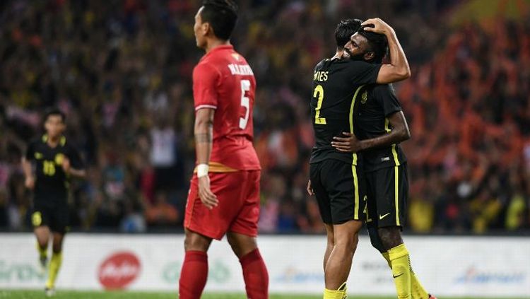 Selebrasi pemain Malaysia usai mangalahkan Myanmar. Copyright: © ESPN