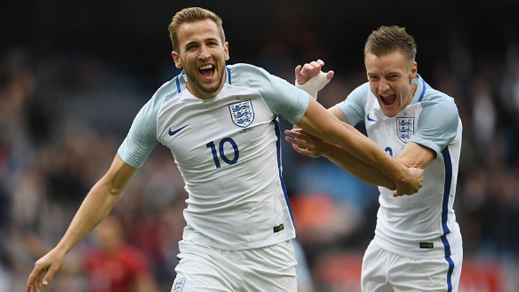 Harry Kane dan Jamie Vardy, dua striker Timnas Inggris. Copyright: © Getty Images