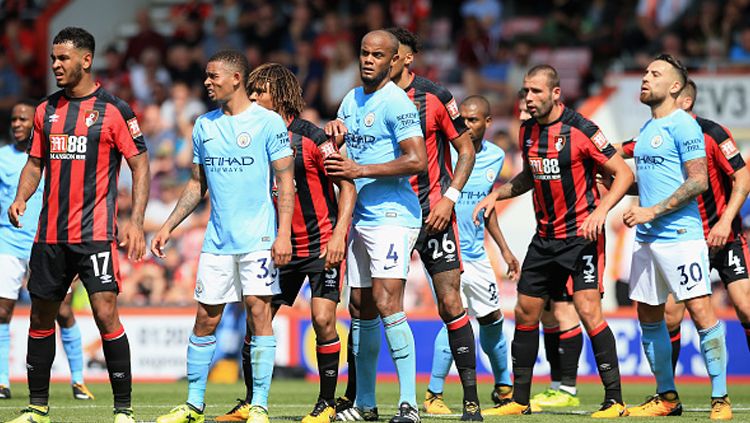 Situasi pertandingan Bournemouth vs Manchester City. Copyright: © Getty Images