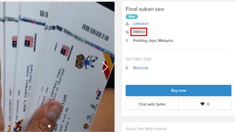Tiket final Thailand vs Malaysia dijual 7 kali lipat oleh calo Negeri Jiran. Copyright: © Carousel
