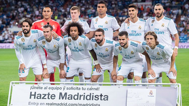 Skuat inti Real Madrid sebelum Marcelo, Toni Kroos, dan Karim Benzema mengalami cedera. Copyright: © getty images