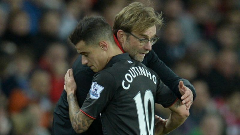 Jurgen Klopp dan Philippe Coutinho. Copyright: © getty images