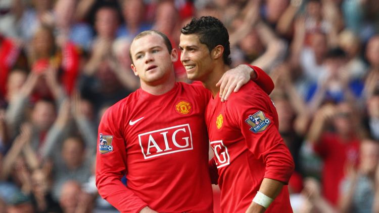 Rooney dan Ronaldo saat masih bersama di Manchester United. Copyright: © Getty Images