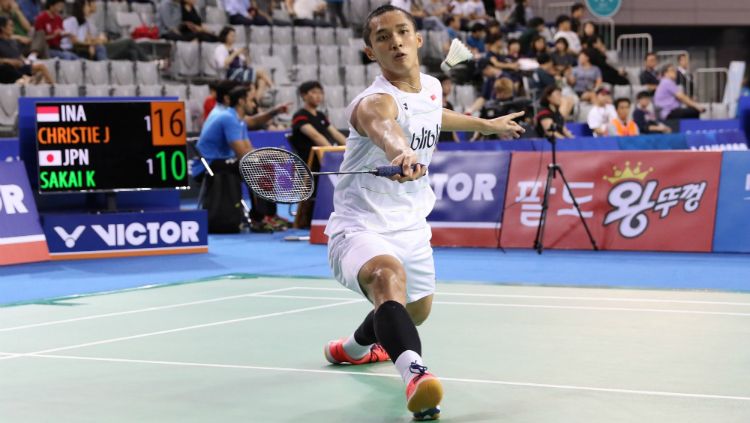 Jonatan Christie di perempatfinal Korea Open 2017. Copyright: © Humas PBSI
