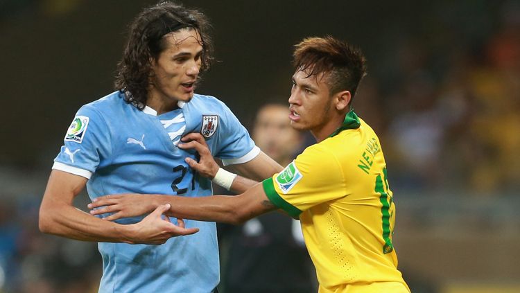 Penyerang Paris Saint-Germain (PSG), Cavani dan Neymar. Copyright: © INDOSPORT/Getty Images