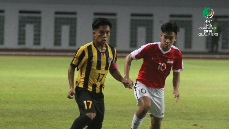 Malaysia U-16 versus Singapura U-16. Copyright: © the-afc.com