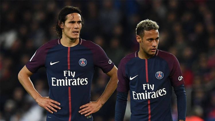 Edinson Cavani dan Neymar, dua bintang di lini depan Paris Saint-Germain. Copyright: © AFP