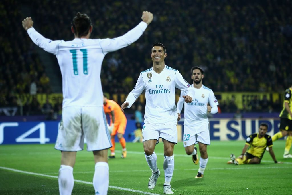 Cristiano Ronaldo akan melakukan selebrasi gol keduanya dengan Gareth Bale. Copyright: © getty images