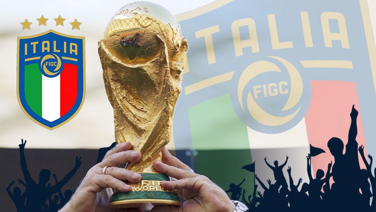 Logo Timnas Italia dan Piala Dunia. Copyright: © Grafis: Eli Suhaeli/INDOSPORT