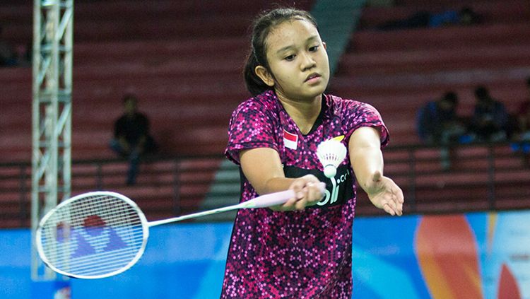 Pebulutangkis tunggal Putri Indonesia, Aurum Oktavia Winata, di ajang Yonex Sunrise BWF World Junior Championships 2017. Copyright: © Humas Pelatnas PBSI