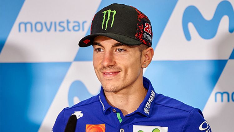 Pembalap tim Monster Energy Yamaha, Maverick Vinales melakukan aksi mulia demi menyelamatkan kampung halamannya dari wabah virus corona. Copyright: © INDOSPORT