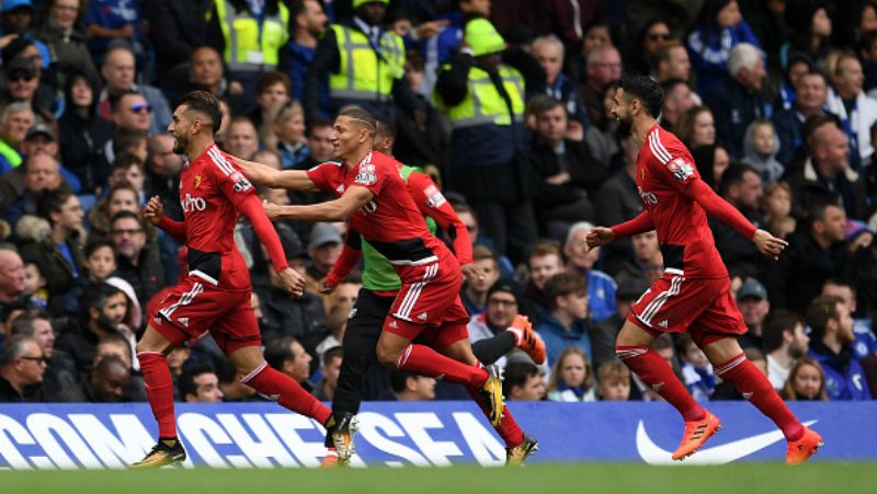 Selebrasi pemain Watford. Copyright: © INDOSPORT