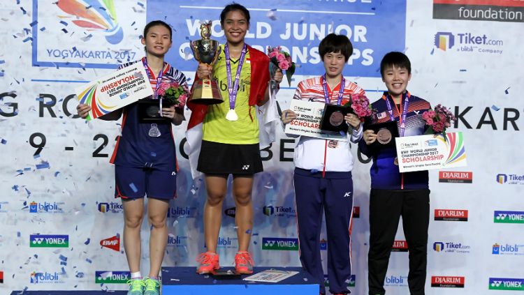 Podium tunggal putri World Junior Championships 2017. Copyright: © Humas PBSI