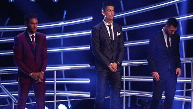 Ronaldo, Neymar dan Messi di penghargaan FIFA The Best 2017. Copyright: © sportskeeda.com