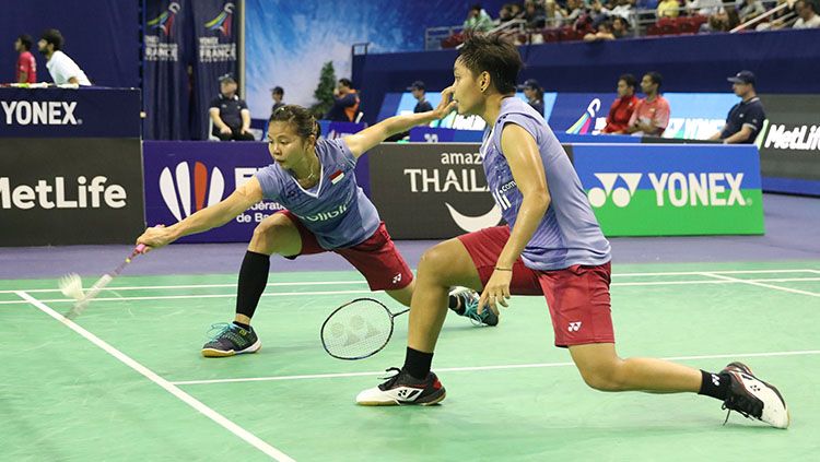 Pasangan ganda putri Indonesia, Greysia Polii dan Apriani Rahayu di ajang Prancis Terbuka Super Series 2017. Copyright: © HUMAS PBSI