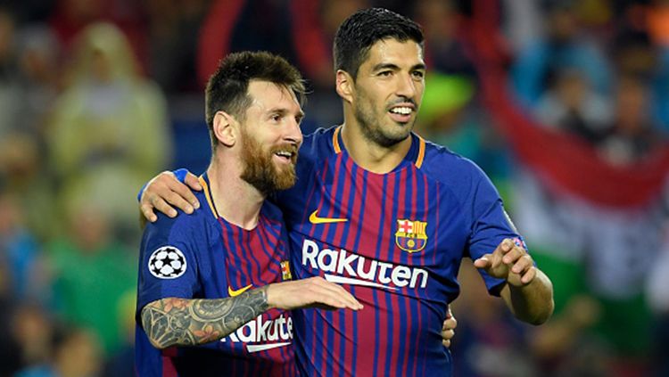 Lionel Messi dan Luis Suarez. Copyright: © INDOSPORT