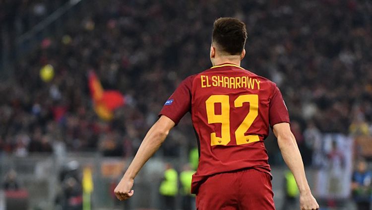 Stephan El Shaarawy membuka keunggulan untuk AS Roma di babak pertama atas Chelsea. Copyright: © Getty Images