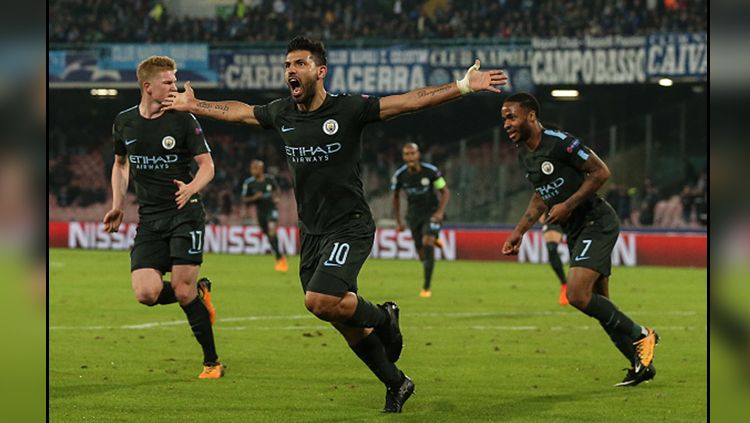 Selebrasi striker Man City, Sergio Aguero. Copyright: © Getty Images