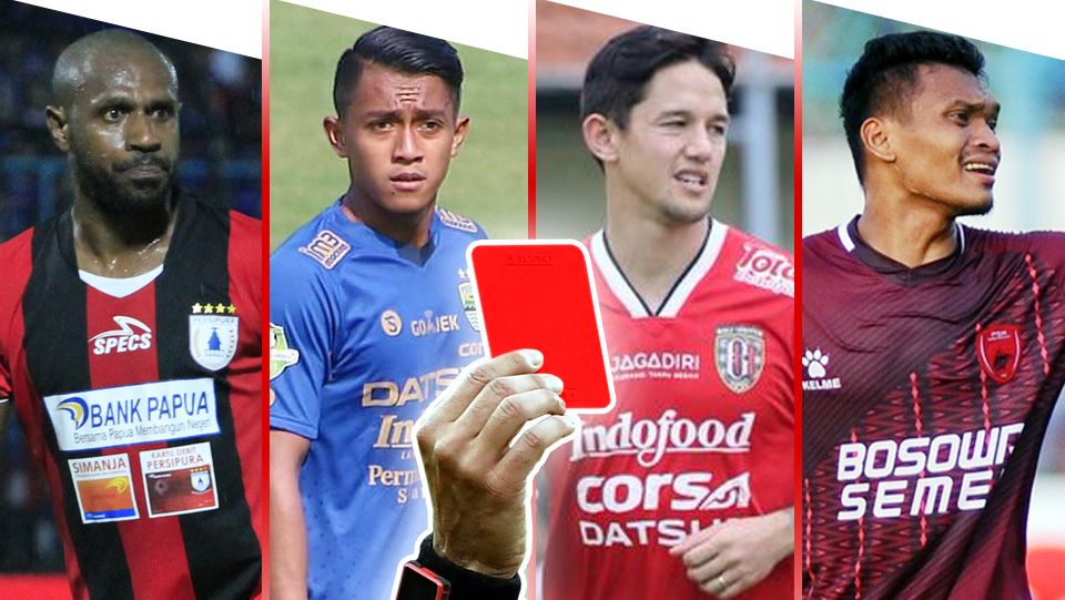 Kartu Merah 4 Pemain di Liga 1 Gojek Traveloka Copyright: © Indosport.com