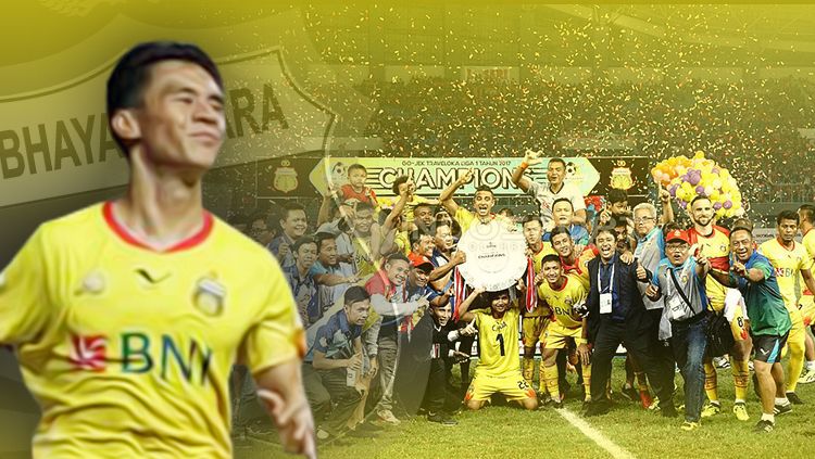 Penggawa Bhayangkara FC, Alsan Sanda dan momen ketika menjuarai Liga 1 2017. Copyright: © Grafis: Eli Suhaeli/INDOSPORT