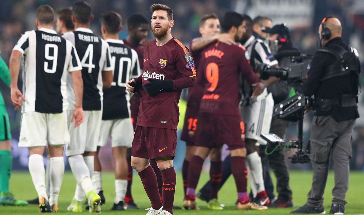 Lionel Messi usai pertandingan melawan Juventus. Copyright: © Getty Images