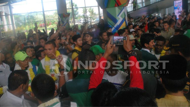 Suasana penyambutan tim PSMS Medan Copyright: © INDOSPORT/Kesuma Ramadhan