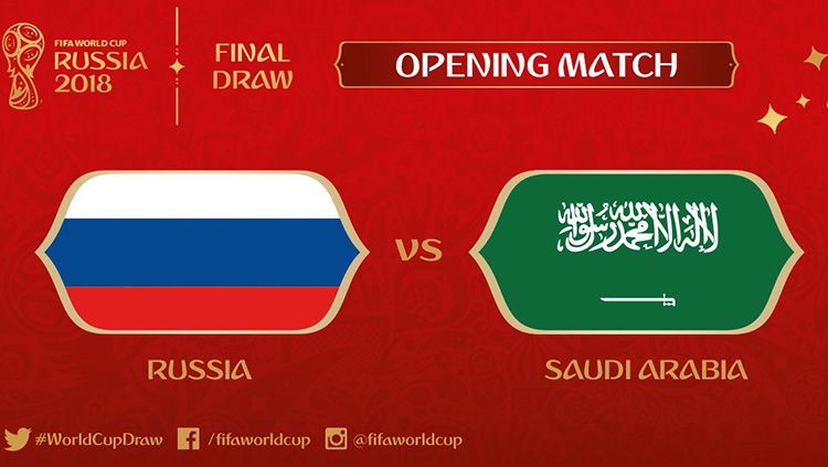 Rusia akan bertemu dengan Arab Saudi di laga pembuka Piala Dunia 2018. Copyright: © FIFA
