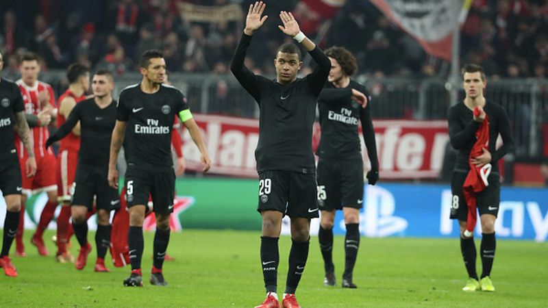 Kylian Mbappe pasca laga vs Bayern Munchen. Copyright: © INDOSPORT