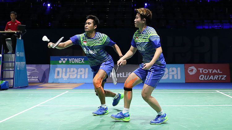 Ganda campuran andalan Indonesia, Tontowi Ahmad/Liliyana Natsir di ajang BWF Super Series Finals 2017. Copyright: © HUMAS PBSI